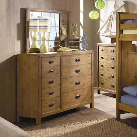 9 Drawer Bureau with Self-Portrait Mirror